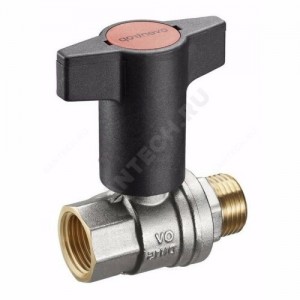 Кран шаровой латунь никель Optibal Ду 20 Ру16 ВР/НР полнопроходной с Т-рукояткой удлиненная ручка Oventrop 1077306