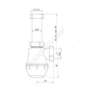 Сифон для умывальника/мойки бутылочный Ани Грот 1 1/2"x40 без выпуска АНИ Пласт A0120