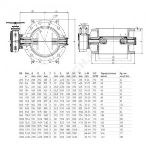 Затвор дисковый поворотный чугун Ду 1000 Ру10 фл с редуктором диск чугун манжета EPDM с двойным эксцентриситетом Benarmo