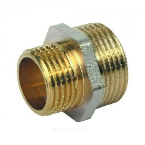 Ниппель латунь никель переходной Ду 15х10 (1/2"х3/8") НР Китай