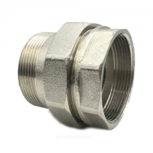 Соединитель латунь никель американка Ду 25 (1") прямой ВР/НР Китай