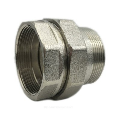 Соединитель латунь никель американка Ду 50 (2") прямой ВР/НР Китай