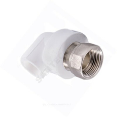 Угольник PP-R комбинированный белый с накидной гайкой Дн 32х1" RTP (РосТурПласт) 14268