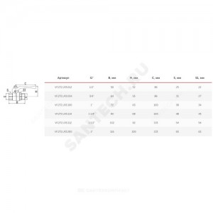Кран шаровой латунь газ 11Б27фтМ Ду 20 Ру40 ВР/НР полнопроходной рычаг VALFEX VF.272.LR3.034