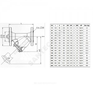 Фильтр сетчатый Y-образный чугун Ду 100 Ру16 Тмакс=300 oC фл F3240N Tecofi F3240N-0100