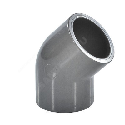 Отвод НПВХ под клеевое соед Дн 63х45гр Ру10 Агригазполимер 206-031