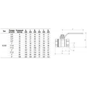 Кран шаровой латунь хром R250D Ду 100 Ру28 ВР рычаг Giacomini R250X011