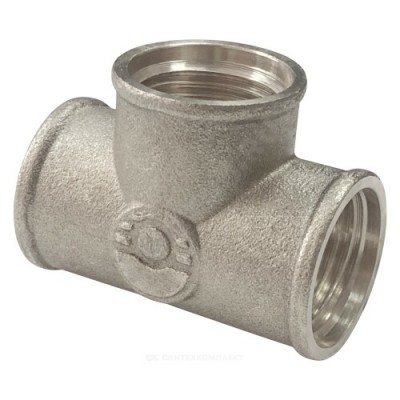 Тройник латунь никель Ду 25 (1") ВР/ВР VALFEX VF.130.N.100