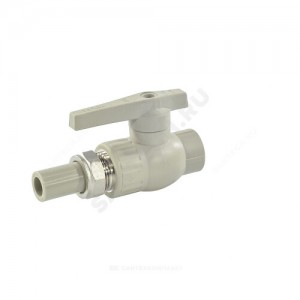 Кран PP-R шаровой серый с односторонним разъемным соединением Дн 20х3/4" полнопроходной VALFEX 20244020Г