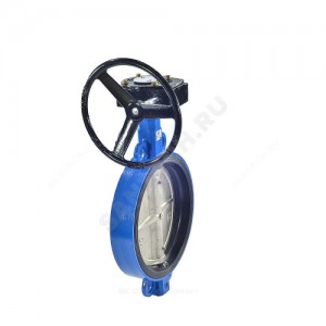 Затвор дисковый поворотный чугун Ду 150 Ру16 межфл с редуктором диск чугун манжета EPDM Китай