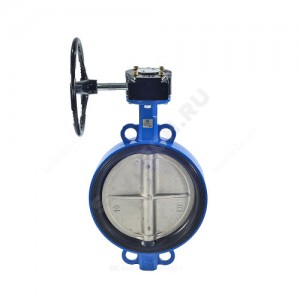 Затвор дисковый поворотный чугун Ду 150 Ру16 межфл с редуктором диск чугун манжета EPDM Китай