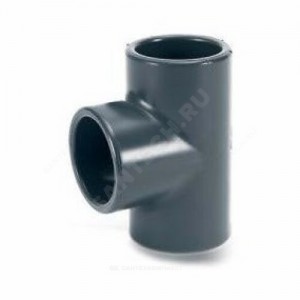 Тройник ПВХ серый под клеевое соед Дн 20х90гр Ру10 напорный Aquaviva