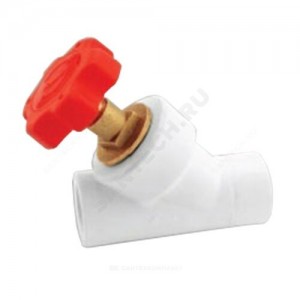 Клапан (вентиль) PP-R запорный белый внутренняя пайка Дн 20х45гр VALFEX 10174020