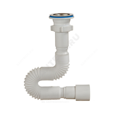 Сифон для умывальника/мойки гофрированный 1 1/2"x40/50 L=650мм выпуск с нержавеющей решёткой D=70мм Орио А-3015