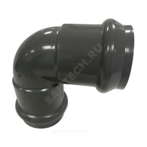 Отвод НПВХ серый SDR26 Дн 110х90гр Ру10 двухраструбный напорный в/к Aquaviva AQV102110