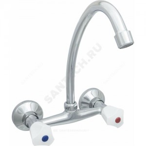 Смеситель для кухонной мойки серия Стандарт ЦС-СМ 293 Пл. Бел маховик двуручный Центр Сантехники (Подольск) СМ507601