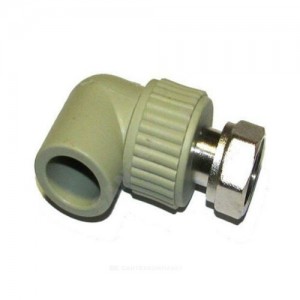 Угольник PP-R комбинированный серый с накидной гайкой Дн 20х1/2" VALFEX 10138020Г