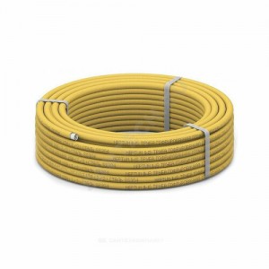 Труба гофрированная сталь нерж в желтой оболочке SS304 15A Ду 15 Ру15 отожженная для газоснабжения бухта 50м STAHLMANN SP3041502050