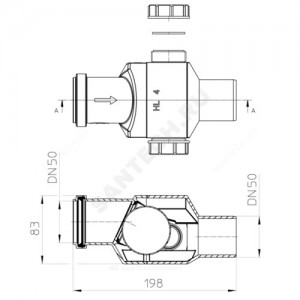 Клапан PP-H обратный канализационный серый Дн 50 б/нап в/к HL 4 Клапан PP-H обратный канализационный серый Дн 50 б/нап в/к HL 4