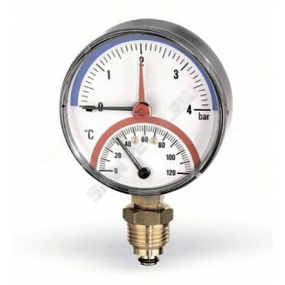 Термоманометр F+R828 радиальный Дк80 4 бар L=23мм G1/2" 120С Watts 10009473