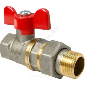 Кран шаровой латунь никель 11Б27фт1М Ду 15 Ру40 ВР/"американка" полнопроходной бабочка VALFEX VF.227.NB1.012