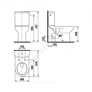Унитаз-компакт Deep by Jika (Olymp) белый нижний подвод косой выпуск 2/реж без сиденья Jika 8.2261.4.000.242.9