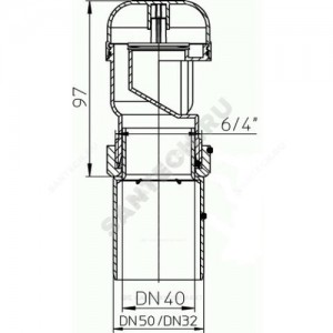Клапан воздушный канализационный Дн 32/40/50 б/нап HL 904 Клапан воздушный канализационный Дн 32/40/50 б/нап HL 904