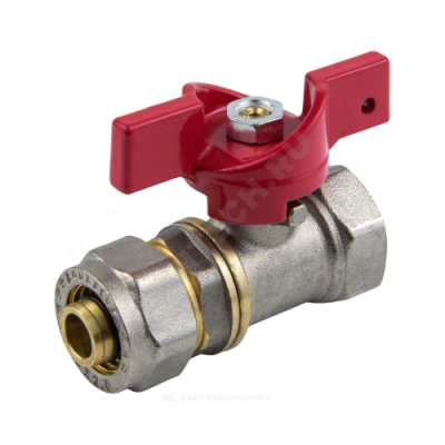 Кран шаровой латунь никель 1016 Euro Дн 20х3/4" Ру16 ВР/обжим бабочка Aquasfera 1016-03