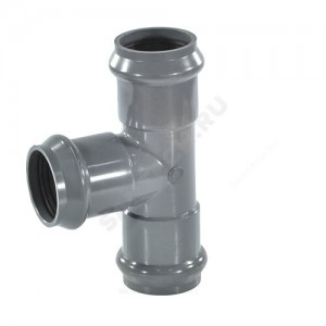 Тройник НПВХ серый SDR26 Дн 110х110х90гр Ру10 раструбный напорный в/к Aquaviva AQV104110