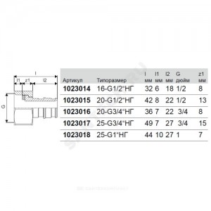 Штуцер для PE-X латунь Дн 25х1" с накидной гайкой Q&E Uponor 1023018 (1008759)