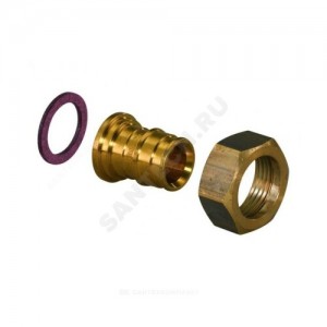 Штуцер для PE-X латунь Дн 25х1" с накидной гайкой Q&E Uponor 1023018 (1008759)