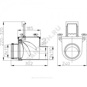 Клапан обратный канализационный коричневый Дн 110 б/нап с заслонкой из нерж стали, монтажным лючком HL 710.1 Клапан обратный канализационный коричневый Дн 110 б/нап с заслонкой из нерж стали, монтажным лючком HL 710.1
