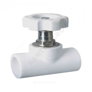 Клапан (вентиль) PP-R запорный белый внутренняя пайка Дн 32х90гр