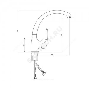 Смеситель для кухонной мойки серия Город К-серия ручка сбоку одноручный Славен СЛ-ОД-К22