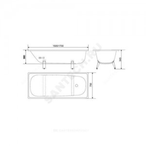 Ванна стальная Classic 150х75 в/к ножки White Wave (Караганда) .