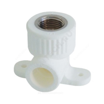 Угольник PP-R комбинированный белый ВР Дн 20х3/4" с креплением VALFEX 10120225