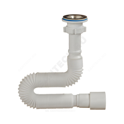 Сифон для умывальника гофрированный 1 1/4"x40/50 L=1250мм выпуск с нержавеющей решёткой D=63мм Орио А-3014