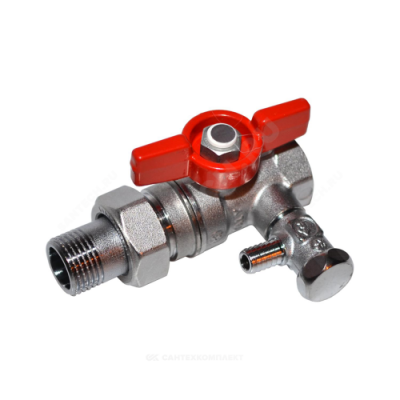 Кран шаровой латунь со спускником R259DS хром Ду 20х25 Ру42 ВР/"американка" G3/4"xG1" бабочка переходной со спускником Giacomini R259SX006