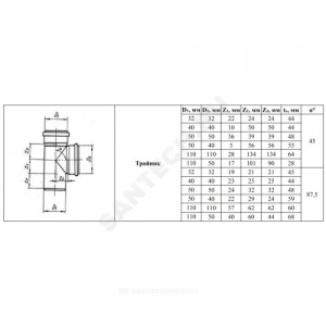 Тройник PP-H серый Дн 110х110х45гр б/нап в/к VALFEX 22110110 Тройник PP-H серый Дн 110х110х45гр б/нап в/к VALFEX 22110110