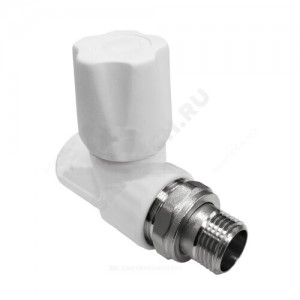Клапан (вентиль) PP-R запорный белый НР Дн 20х1/2" Ру25 прямой для радиатора VALFEX 1014620012